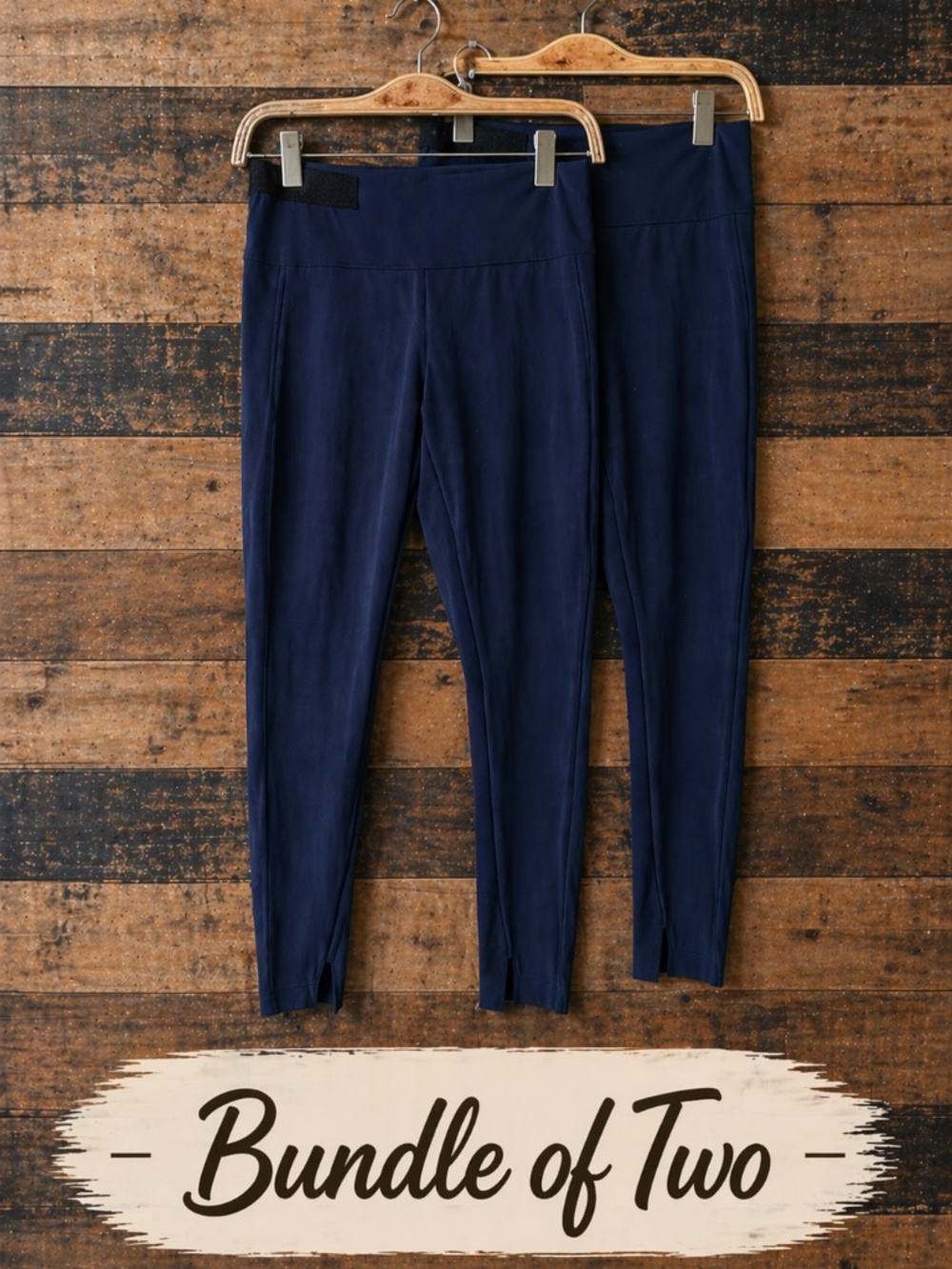 ADAY Crop & Roll Leggings Bundle (2) Navy Small EUC Adjustable Waist Athleisure